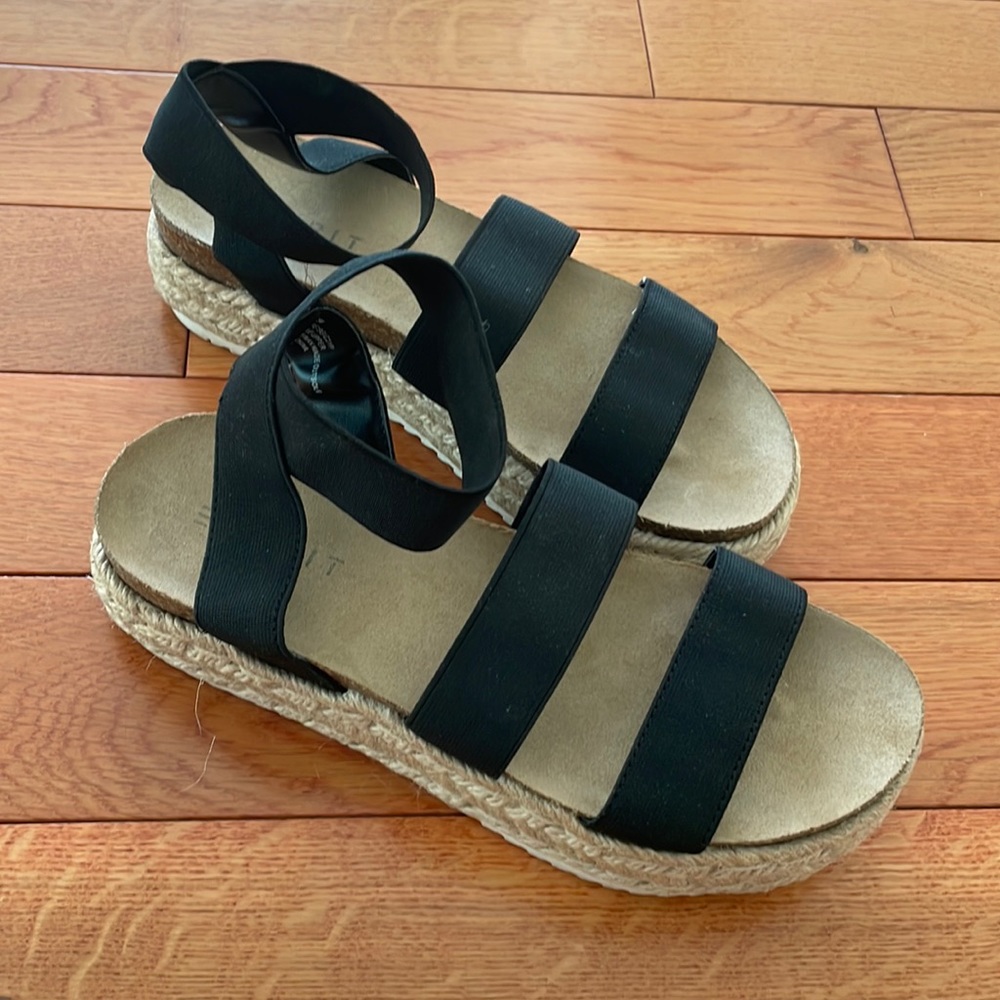 Black Wedge Sandals